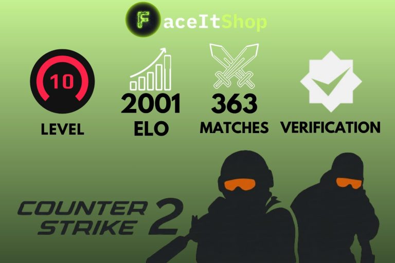 Buy Faceit Account 10 lvl 2001 elo 363 matches