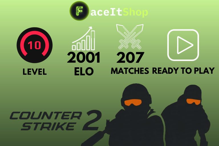 Buy Faceit Account 10 lvl 2001 elo 207 matches