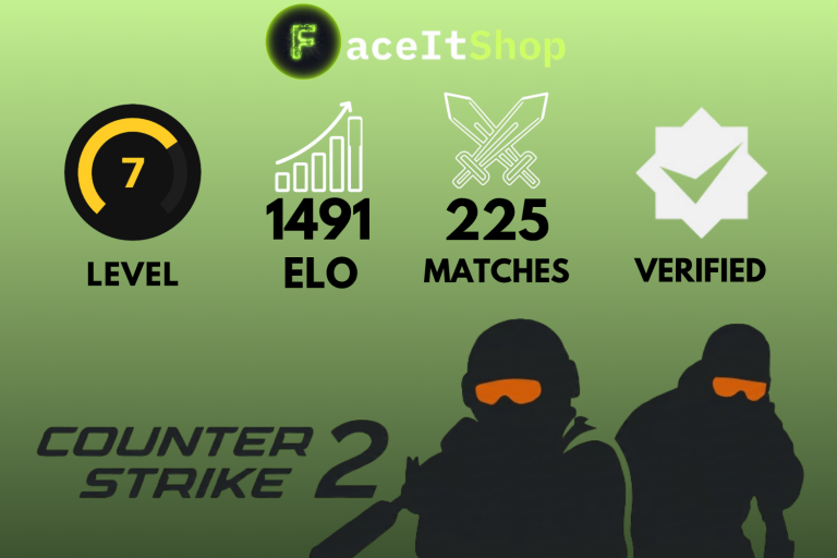 Buy Faceit Account 7 lvl 1491 elo 225 matches