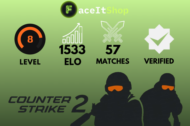 Buy Faceit Account 8 lvl 1533 elo 57 matches